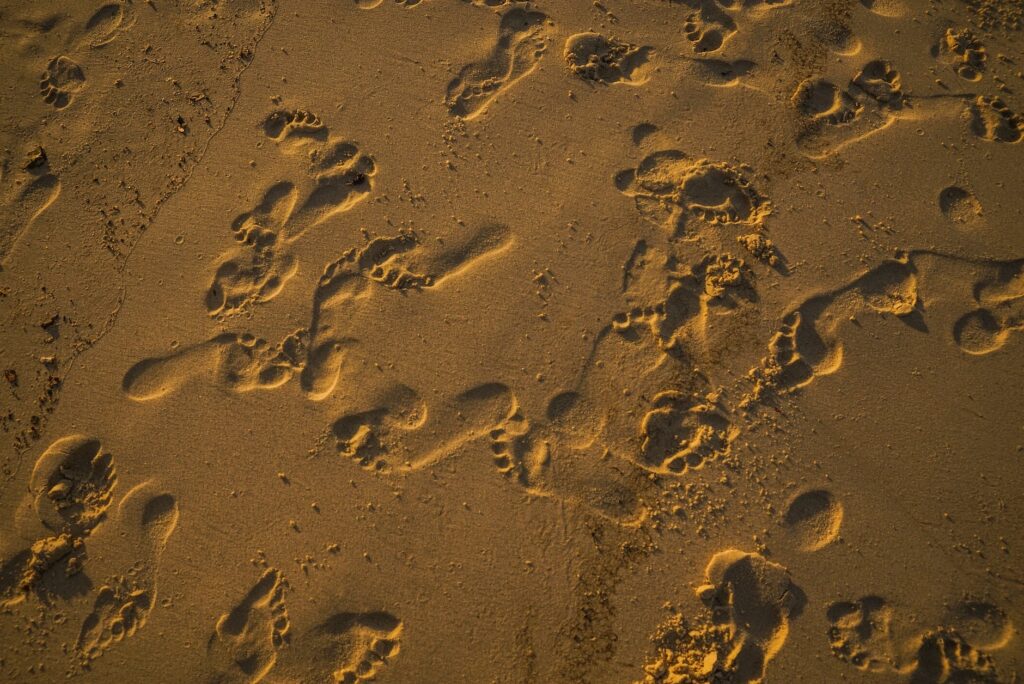 photo of footprints on sand