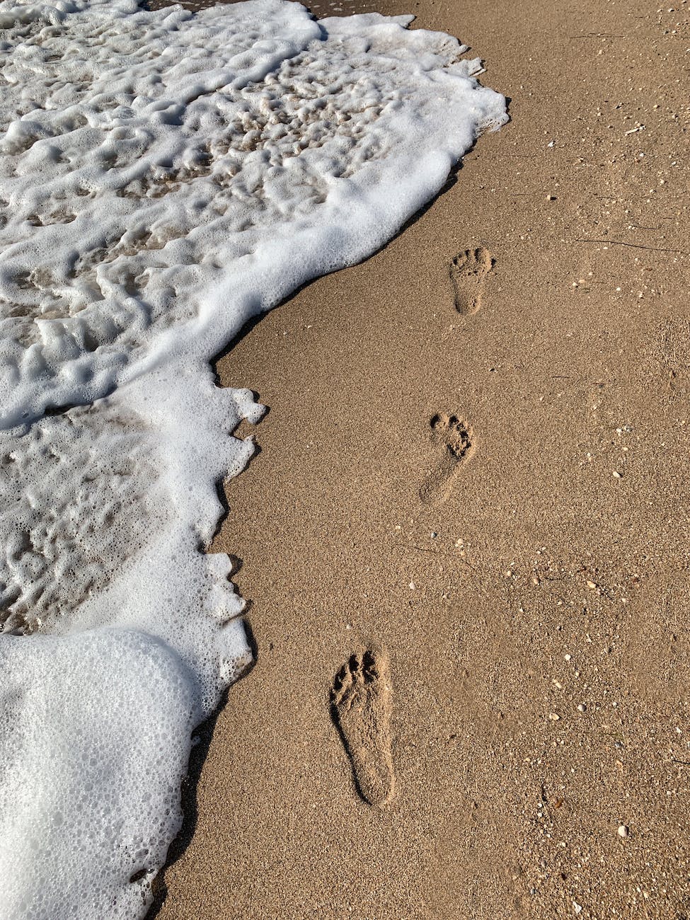 footprints in the brown sand